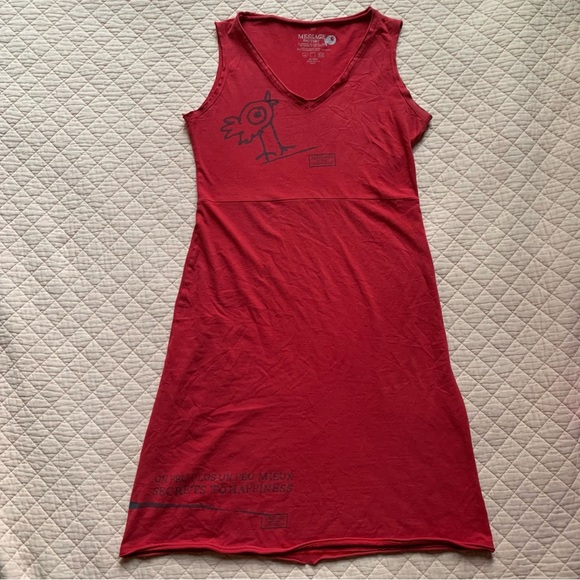 MESSAGE FACTORY - RED Tunic sleeveless  A-line dress with bird print - medium - Picture 4 of 12